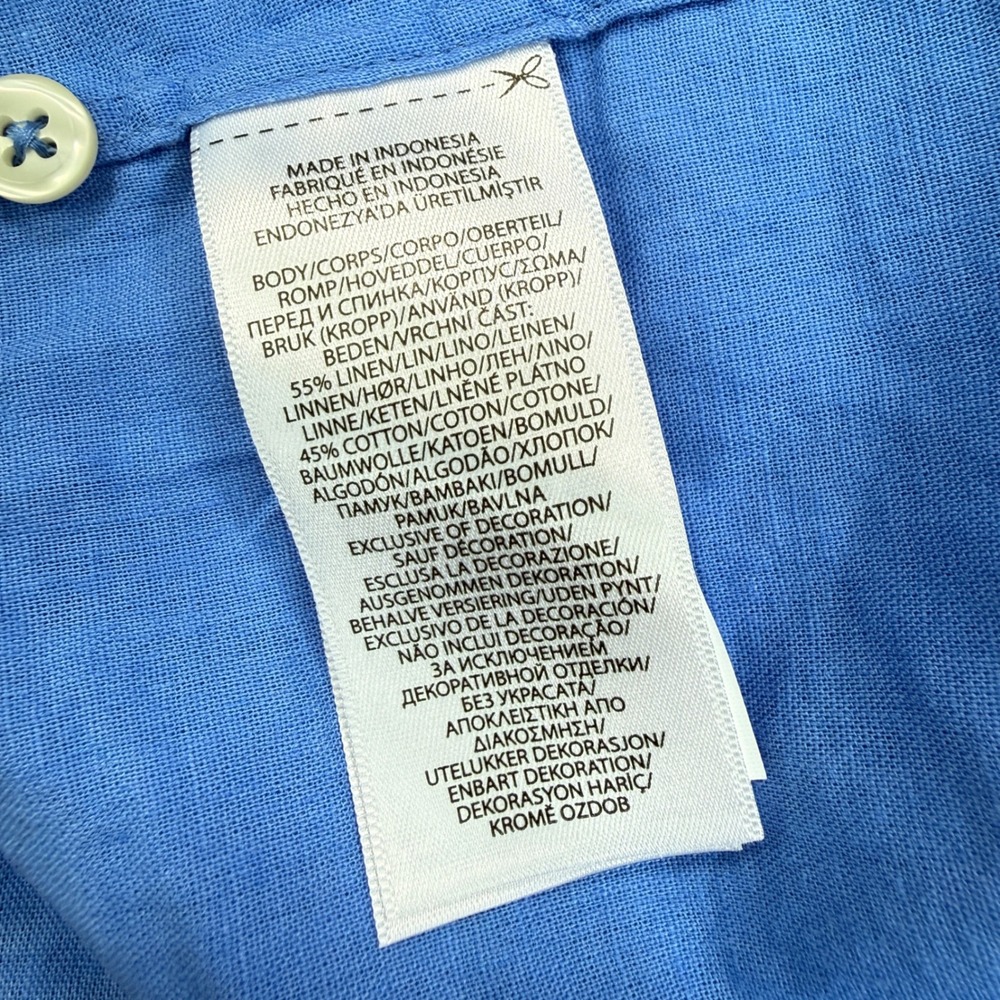Polo Ralph Lauren Mens Large Button Down Shirt Blue Linen Blend Classic Fit NEW - Picture 6 of 7